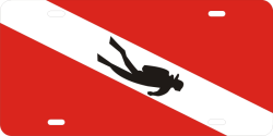 SCUBA DIVER DOWN FLAG-RED 03/SILVER 00/BLACK 28