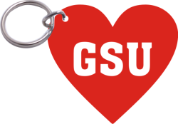 KC CUTOUT HEART-GSU-RED/SILVER
